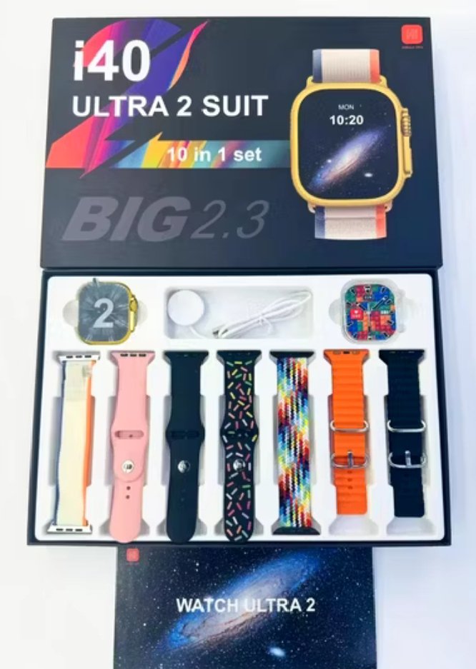 i40 Ultra 2 suit smart watch 10 strap (Gold) - Image 2