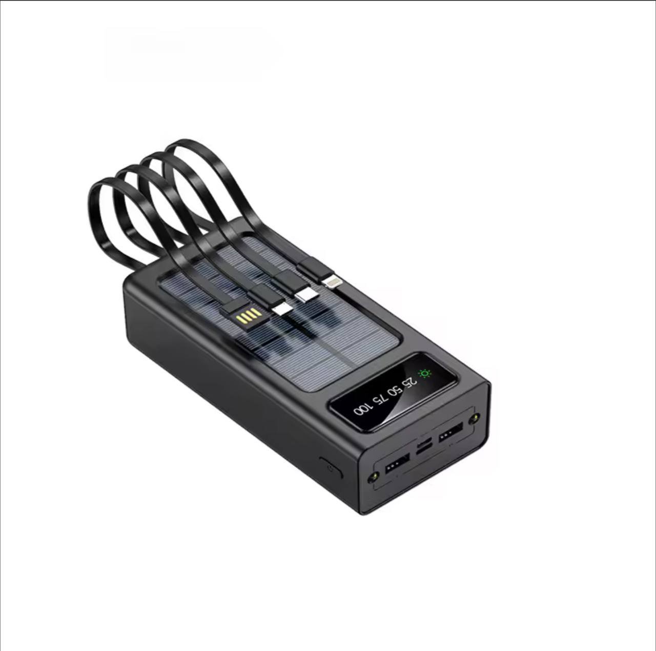 20000mAh Built-in Cable Solar Power Bank with Lamp and Digital Display