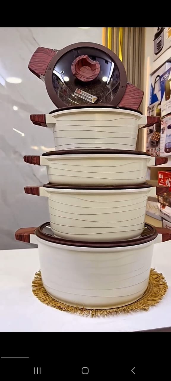 Wooden edge non stick cookware set 10 pcs