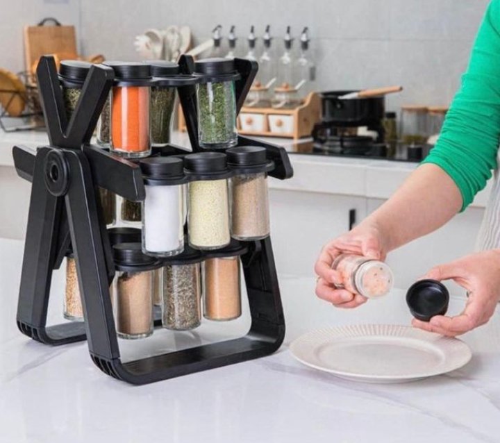 18 jar rotating spice rack